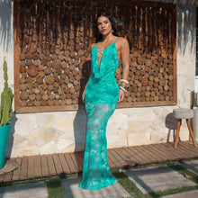 Load image into Gallery viewer, Sexy Deep V Plunge Strap Printed Slim Fit Maxi Dress Dress