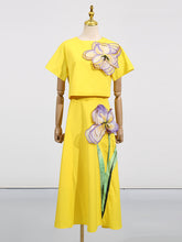 Load image into Gallery viewer, Elegant Summer Retro Waist Controlled Slim Fit Slimming Beautiful Floral Embroidery Design Skirt Two Piece Sets Women