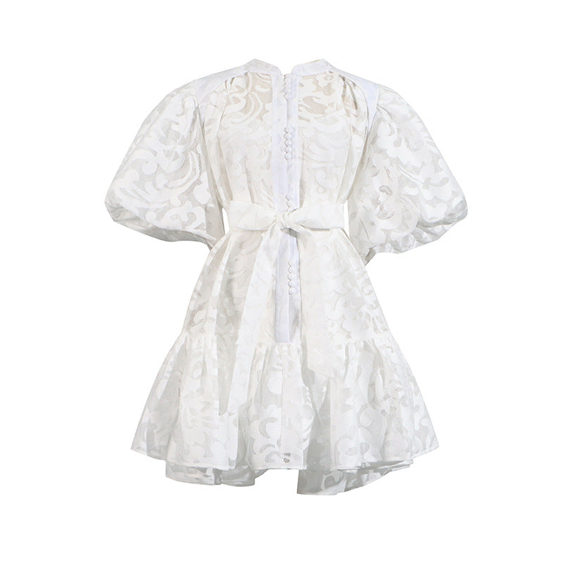 Spring Single Breasted Printed Lace up T shirt Shory Dress Women