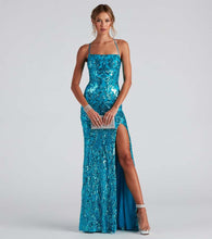 Load image into Gallery viewer, Sexy off Neck Sequined Evening Dress Elegant Slit Cocktail Party Dress