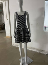Load image into Gallery viewer, Spring Summer Contrast Color Water Ripple A Line Short Dress Inner Wear Fitted Waist Vest Base Knitting Dress Women