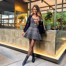 Load image into Gallery viewer, Spring Summer Contrast Color Water Ripple A Line Short Dress Inner Wear Fitted Waist Vest Base Knitting Dress Women