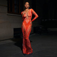 Load image into Gallery viewer, Women Clothing Sexy Ripped Skinny Sheath Dress Rhinestone Printed Dress