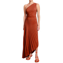 Load image into Gallery viewer, Women Clothing One Shoulder Diagonal Collar Pleated Hollow Out Cutout Dress