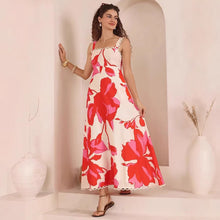 Load image into Gallery viewer, Summer Dress Printed High Waist French Elegant Strap Dress Women