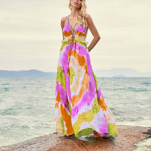 Load image into Gallery viewer, Spring Summer Tie Dye Gradient Slanted Stripe Horizontal Pattern Printing Slip Dress