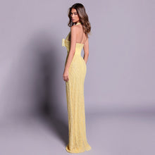 Load image into Gallery viewer, Yellow Heavy Industry Tube Bead Bow Halter Formal Dress Vision Dress Elegant