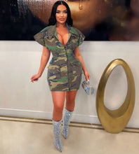 Load image into Gallery viewer, Women Clothing Personalized Sexy Large Collared Camouflage Tight Dress