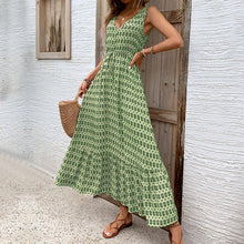 Load image into Gallery viewer, Summer Women Rhombus Prints Sleeveless Dress