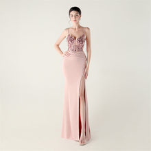 Load image into Gallery viewer, Satin Cloth Applique Bead Tube Boning Corset Waist Tight Folding Craft Evening Dress Strapless Sexy Dinner Social