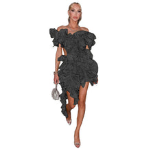 Load image into Gallery viewer, Women Sleeveless Pleated Backless Dress Irregular Asymmetric Curling Sexy Dress