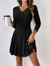 Load image into Gallery viewer, Elegant Knitted V neck Long Sleeve Dress Short Dress Large Swing Dress Women Clothing