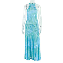 Load image into Gallery viewer, Elegant Women Clothing Office Printed Street A line Dress round Neck Pleated Sleeveless Maxi Dress