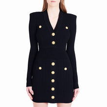 Load image into Gallery viewer, High Quality Knitted Fabric V neck Slim Fit Slimming Long Sleeves Dress