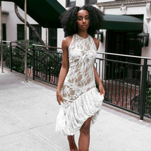 Load image into Gallery viewer, Sleeveless round Neck Dress Summer Sexy Lace See through Irregular Asymmetric Maxi Dress Women