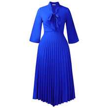 Load image into Gallery viewer, Three Quarter Sleeve Lace up Elegant Asymmetric Dress Pleated Dress
