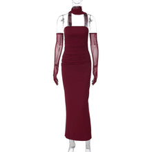 Load image into Gallery viewer, Women Clothing Autumn Winter Sexy Tube Top Dress Mesh Oversleeve Dress Women