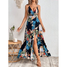Load image into Gallery viewer, Real Shot Tropical Printing Thigh Fork Sling Dress