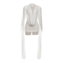 Load image into Gallery viewer, Autumn Winter Women Half Turtleneck Double Layer Stitching Mesh Ribbon Hip Wrapped Sexy Dress