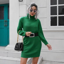 Load image into Gallery viewer, High Collar Sweater Dress Women Knitted Short Dress Autumn Winter Women Clothing