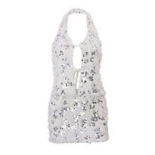 Load image into Gallery viewer, Women Clothing Nightclub Sequined Decorative Plush Sexy Backless Dress
