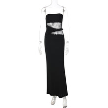 Load image into Gallery viewer, Women Clothing Winter Sleeveless Lace Patchwork Maxi Dress Sexy Slim Tube Top Dress