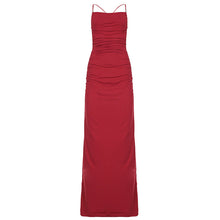 Load image into Gallery viewer, Women Beaded Lace up Backless Sexy Dress Cocktail Festive Red Elegant Dress Maxi Dress
