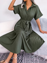 Load image into Gallery viewer, Summer Casual Loose Solid Color Tied Shirt Dress Maxi Dress Women Clothing