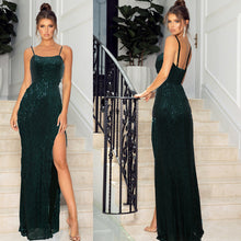 Load image into Gallery viewer, Women Sexy Sleeveless Split Sequined Slim Dress Cocktail Evening Dress