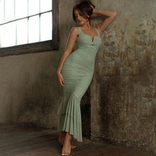 Load image into Gallery viewer, Spring Summer Suspender Stitching Dress Fashionable Sexy Tight Pleated Fishtail Dress