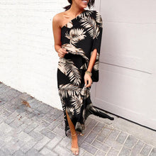 Load image into Gallery viewer, Summer Loose off Shoulder Waist Trimming Printing Dress Women