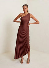 Load image into Gallery viewer, Women Clothing One Shoulder Sun Pleated Satin Dress