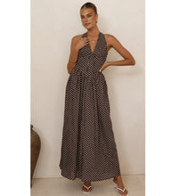 Load image into Gallery viewer, Goods Polka Dot Halter Deep V Plunge Dress Vacation Dress
