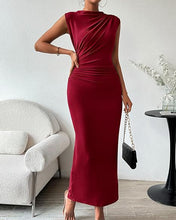 Load image into Gallery viewer, Women Clothing Shein Sleeveless Back Slit Pleated Tight Dress