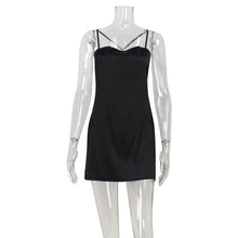 Load image into Gallery viewer, Sexy Mesh Stitching See through Backless Satin Sling Dress Sexy Pajamas Short Dress Women