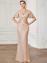 Load image into Gallery viewer, Sexy V Neck Sequ Floor Length Evening Dress Elegant Split Cocktail Party Party Dress