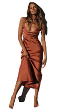 Load image into Gallery viewer, Women Clothing Elegant Sexy Sling Solid Color Maxi Dress Pile Collar Backless Dress