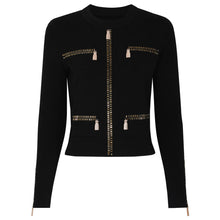 Load image into Gallery viewer, Spring Autumn Rhinestone Knitted Net Red Casual Jacket Pants Two Piece Sets