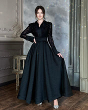 Load image into Gallery viewer, White Front Chest Floral Beads Lace Yarn French Retro Long Sleeve Slim Dress
