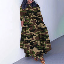 Load image into Gallery viewer, Women Clothing Spring Elegant Graceful Printed Lace up Large Dress