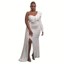Load image into Gallery viewer, Winter Dress One Shoulder Sequin Bridesmaid Dress Party Maxi Dress Women Clothing