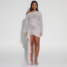 Load image into Gallery viewer, Spring Summer Women Wear Off Neck Design Sexy Pleated Dress Dopamine Sexy