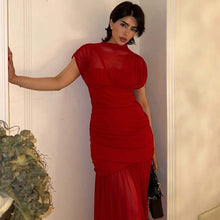Load image into Gallery viewer, Sexy Socialite Tight Waist Close Fitting Stitching Gauzy Package Hip Maxi Dress for Women