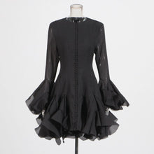 Load image into Gallery viewer, Spring Ruffles Design Waist Tight Slimming Flared Sleeves Dress Women