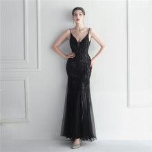 Load image into Gallery viewer, Popular Mesh Beads Sequined Dress Long Evening Dress Star Event Exhibition Stage