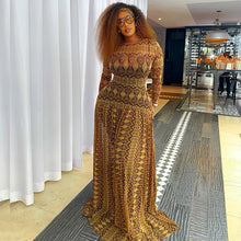 Load image into Gallery viewer, Elegant Retro Women Waist Slimming Micro Transparent A line Printing round Neck Long Sleeved Dress