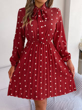 Load image into Gallery viewer, Real Shot Spring Summer Polka Dot Self Tie Waist Controlled Long Sleeves Pleated Women Clothing