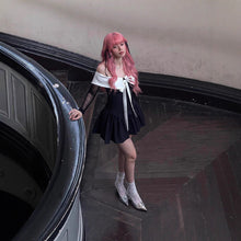 Load image into Gallery viewer, Autumn College Cute Bow Dress Sweet Spicy Doll Collar Contrast Color