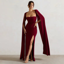 Load image into Gallery viewer, Dress Square Collar Mop Long Sleeve High Slit Solid Color Sexy Dress