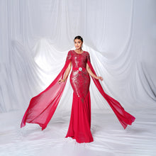 Load image into Gallery viewer, Women Clothing High End Long Sleeved round Neck Sequ Slim Fit Sheath Cocktail Fishtail Evening Dress